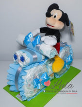 Carica l&#39;immagine nel visualizzatore di Gallery, Torte di Pannolini di Lula Creazioni - MOTO piccola + Topolino - azzurro maschio Torte di pannolini di Lula Creazioni Moto peluche Minnie Topolino Pampers personalizzabile fucsia celeste azzurra maschio femmina rosa idea regalo gravidanza nascita battesimo baby shower neonato bella utile originale shop online spedizioni italia ancona
