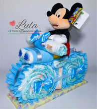 Carica l&#39;immagine nel visualizzatore di Gallery, Torte di Pannolini di Lula Creazioni - MOTO piccola + Topolino - azzurro maschio Torte di pannolini di Lula Creazioni Moto peluche Minnie Topolino Pampers personalizzabile fucsia celeste azzurra maschio femmina rosa idea regalo gravidanza nascita battesimo baby shower neonato bella utile originale shop online spedizioni italia ancona
