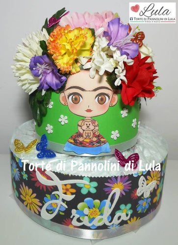 Torta di pannolini FRIDA KAHLO - Torte di Pannolini di Lula pampers idea regalo nascita battesimo baby shower personalizzata nome particolare utile originale shop online spedizioni italia ancona milano