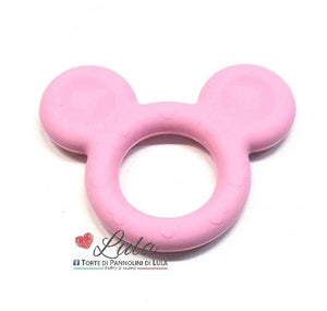 Torte di Pannolini di Lula Creazioni - gioco dentizione silicone con iniziale - femmina rosa Minnie