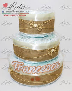 Torte di Pannolini di Lula Creazioni - igiene Sicurezza Qualità - Pampersmaschio femmina idea regalo gravidanza nascita battesimo baby shower neonato bella utile originale shop online spedizioni italia ancona personalizzabile