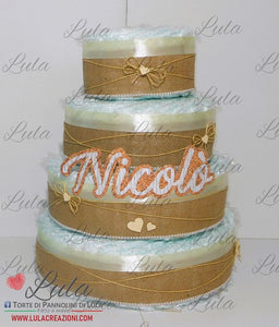 Torte di Pannolini di Lula Creazioni - igiene Sicurezza Qualità - Pampersmaschio femmina idea regalo gravidanza nascita battesimo baby shower neonato bella utile originale shop online spedizioni italia ancona personalizzabile