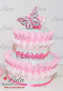 Torte di Pannolini di Lula Creazioni - igiene Sicurezza Qualità - Pampers personalizzabile fucsia celeste azzurra maschio femmina idea regalo gravidanza nascita battesimo baby shower neonato bella utile originale shop online spedizioni italia ancona personalizzabile