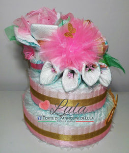 Torte di Pannolini di Lula Creazioni - mix di Fiori Grande Pampers rosa margherita idea regalo nascita battesimo baby shower femmina gravidanza pampers utile bella originale bavaglino shop online spedizioni italia ancona