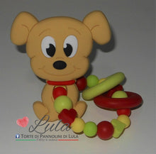 Carica l&#39;immagine nel visualizzatore di Gallery, Torte di pannolini Lula Creazioni gioco dentizione silicone cane cucciolo cagnolino maschio femmina verde rosso lime giallo anelli massaggiagengive shop online italia ancona idea regalo nascita baby shower battesimo
