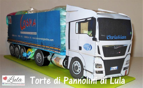 Torte di pannolini di Lula Creazioni - baby camionista - Pampers - cisterna  autobotte camion  tir autotreno