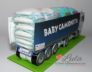 Torte di pannolini di Lula Creazioni - baby camionista - Pampers - cisterna  autobotte camion  tir autotreno