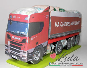 Torte di pannolini di Lula Creazioni - baby camionista - Pampers - cisterna  autobotte camion  tir autotreno