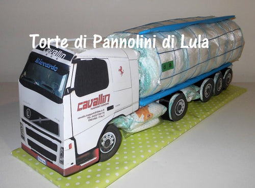 Torte di pannolini di Lula Creazioni - baby camionista - Pampers - cisterna  autobotte camion