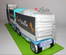 Carica l&#39;immagine nel visualizzatore di Gallery, Torte di pannolini di Lula Creazioni - baby camionista - Pampers - cisterna  autobotte camion autotreno
