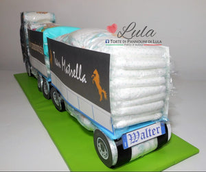 Torte di pannolini di Lula Creazioni - baby camionista - Pampers - cisterna  autobotte camion autotreno