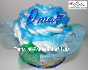 Torte di pannolini di Lula Creazioni - fiore rosa grande idea regalo nascita battesimo babyshower azzurro maschio pampers gravidanza pampers utile bella originale bavaglino shop online spedizioni italia ancona