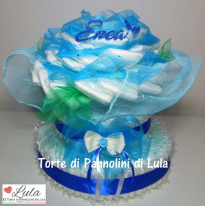 Torte di pannolini di Lula Creazioni - fiore rosa grande idea regalo nascita battesimo babyshower azzurro maschio pampers utile bella originale bavaglino shop online spedizioni italia ancona