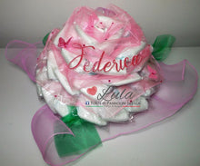 Carica l&#39;immagine nel visualizzatore di Gallery, Torte di pannolini di Lula Creazioni - fiore rosa grande idea regalo nascita battesimo babyshower azzurro maschio pampers gravidanza pampers utile bella originale bavaglino shop online spedizioni italia ancona
