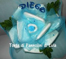 Carica l&#39;immagine nel visualizzatore di Gallery, Torte di pannolini di Lula Creazioni - fiore rosa rosellina idea regalo nascita battesimo babyshower azzurro maschio gravidanza pampers utile bella originale bavaglino shop online spedizioni italia ancona
