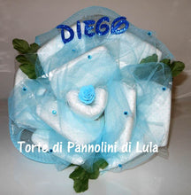 Carica l&#39;immagine nel visualizzatore di Gallery, Torte di pannolini di Lula Creazioni - fiore rosa rosellina idea regalo nascita battesimo babyshower azzurro maschio gravidanza pampers utile bella originale bavaglino shop online spedizioni italia ancona
