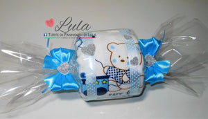 Torte di pannolini di Lula Creazioni Pampers Idea regalo nascita battesimo nascita baby shower futura mamma caramella  maschio azzurro  bavaglino