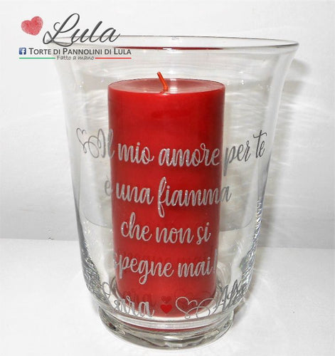 Vaso con candela dedica personalizzata nomi dedica personalizzata amore idea regalo san valentino natale anniversario lei ragazza