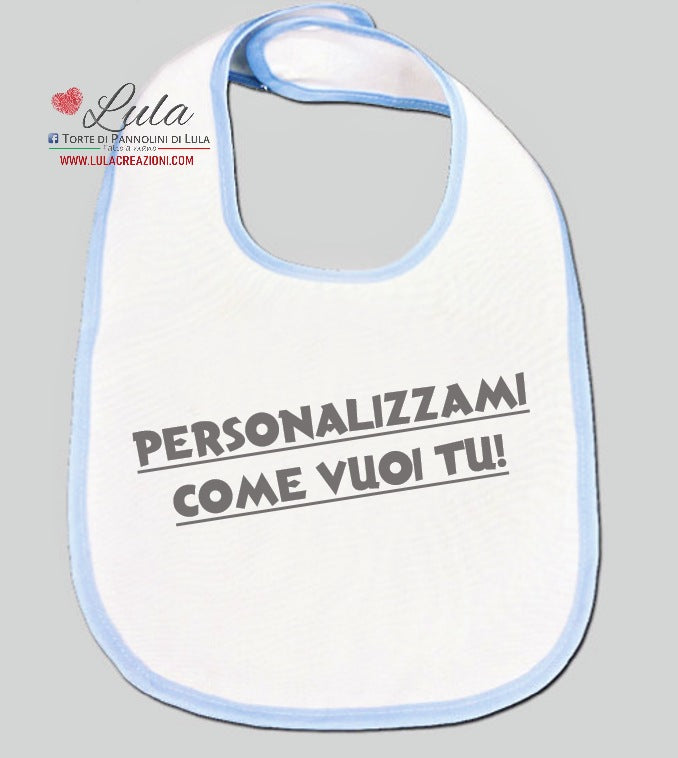 bavaglino personalizzato immagine dedica lula creazioni idea regalo torta di pannolini nascita battesimo baby shower spedizioni italia roma torino milano ancona shop online