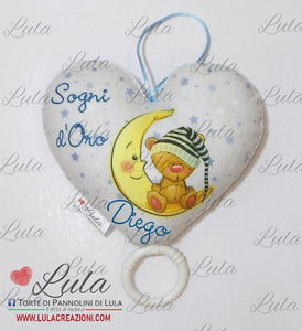 carillon lula creazioni torte di pannolini cuore maschio azzurro orsetto luna personalizzato nome dedica idea regalo nascita battesimo baby shower shop online spedizioni italia ancona