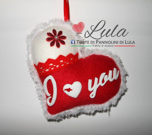 cuore peluche personalizzato nome dedica decorazione albero natale san valentino anniversario lei idea regalo ragazza i love you amore Lula Creazioni torta di pannolini