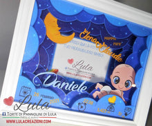 Carica l&#39;immagine nel visualizzatore di Gallery, cornice quadro quadretto nascita 3d personalizzato nome dedica sogni d&#39;oro ninna nanna nuvole luna foto portafoto rosa femmina maschio shadow box idea regalo gravidanza neo mamma baby shower nascita neonato battesimo utile originale bello shop online spedizioni Italia Lula Creazioni
