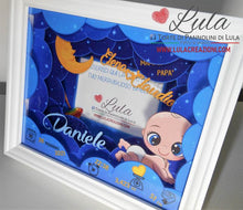 Carica l&#39;immagine nel visualizzatore di Gallery, cornice quadro quadretto nascita 3d personalizzato nome dedica sogni d&#39;oro ninna nanna nuvole luna foto portafoto rosa femmina maschio shadow box idea regalo gravidanza neo mamma baby shower nascita neonato battesimo utile originale bello shop online spedizioni Italia Lula Creazioni
