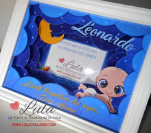 Carica l&#39;immagine nel visualizzatore di Gallery, cornice quadro quadretto nascita 3d personalizzato nome dedica sogni d&#39;oro ninna nanna nuvole luna foto portafoto rosa femmina maschio shadow box idea regalo gravidanza neo mamma baby shower nascita neonato battesimo utile originale bello shop online spedizioni Italia Lula Creazioni
