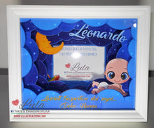 Carica l&#39;immagine nel visualizzatore di Gallery, cornice quadro quadretto nascita 3d personalizzato nome dedica sogni d&#39;oro ninna nanna nuvole luna foto portafoto rosa femmina maschio shadow box idea regalo gravidanza neo mamma baby shower nascita neonato battesimo utile originale bello shop online spedizioni Italia Lula Creazioni
