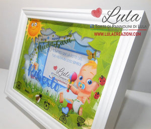 quadro quadretto nascita 3d personalizzato nome foto portafoto maschio bimbo sole shadow box idea regalo gravidanza baby shower nascita neonato battesimo idea regalo personalizzata nome dedica originale shop online Italia